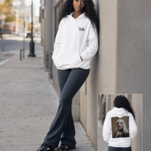 Lick Hoodie worn by Adina in a street candid lookbook shot